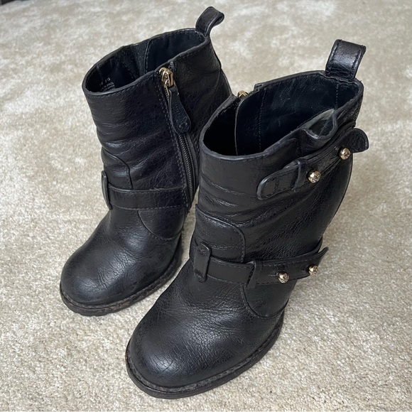 Tory Burch Leather Heeled Ankle Booties-Black/Gold-Women’s 7-Preppy-Prep-Classic - Picture 3 of 13